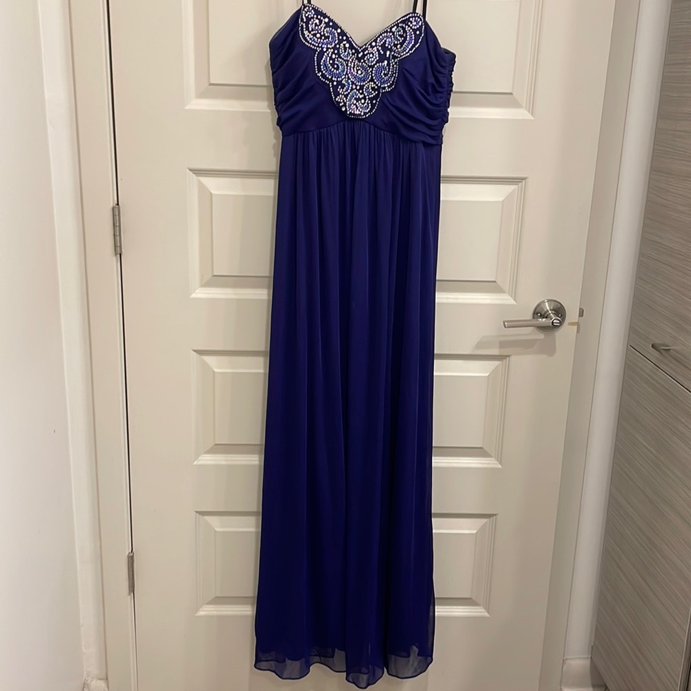 Purple ball gown strapless dress